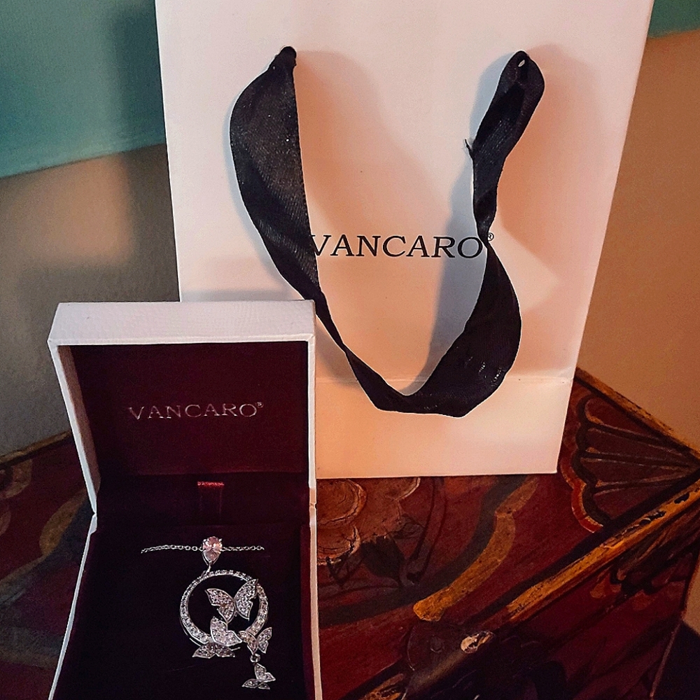 Vancarro Pink Stone Butterfly Necklace